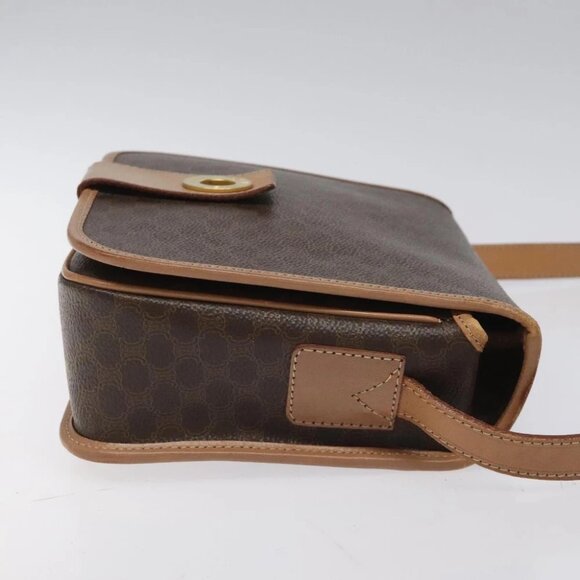 CELINE Macadam Canvas Shoulder Bag PVC Leather Brown Gold Auth BD184 - Picture 4 of 15